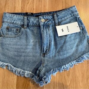 NEW Women’s RVCA Elle Denim Cut Off Jean Shorts - Light Blue Wash - Size 26